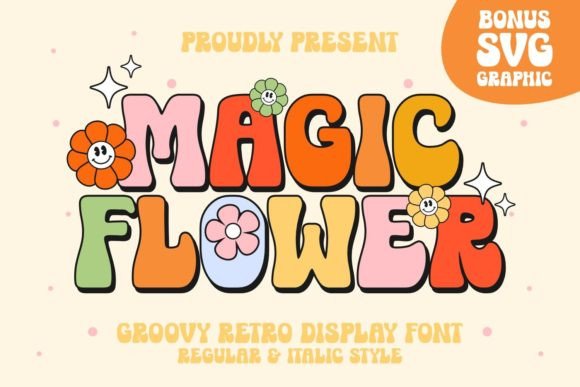 Magic Flower: A Groovy Display Font for Creative Designs